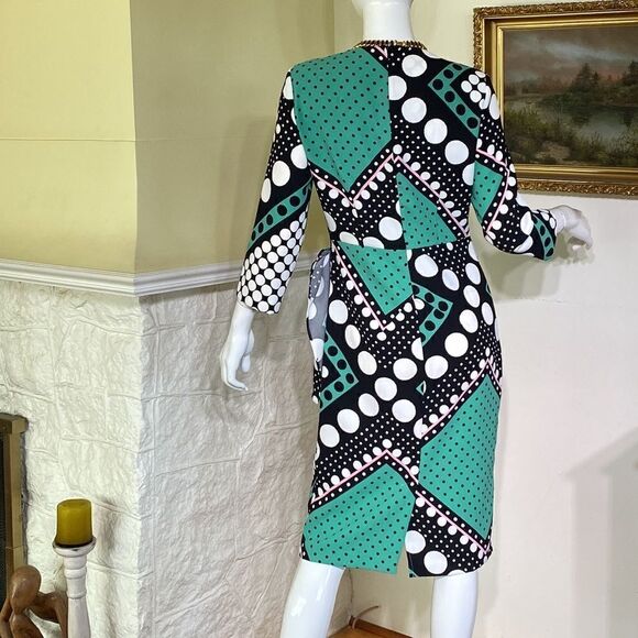 Vintage M&S Polka Dot Faux Wrap Dress - Picture 6 of 13